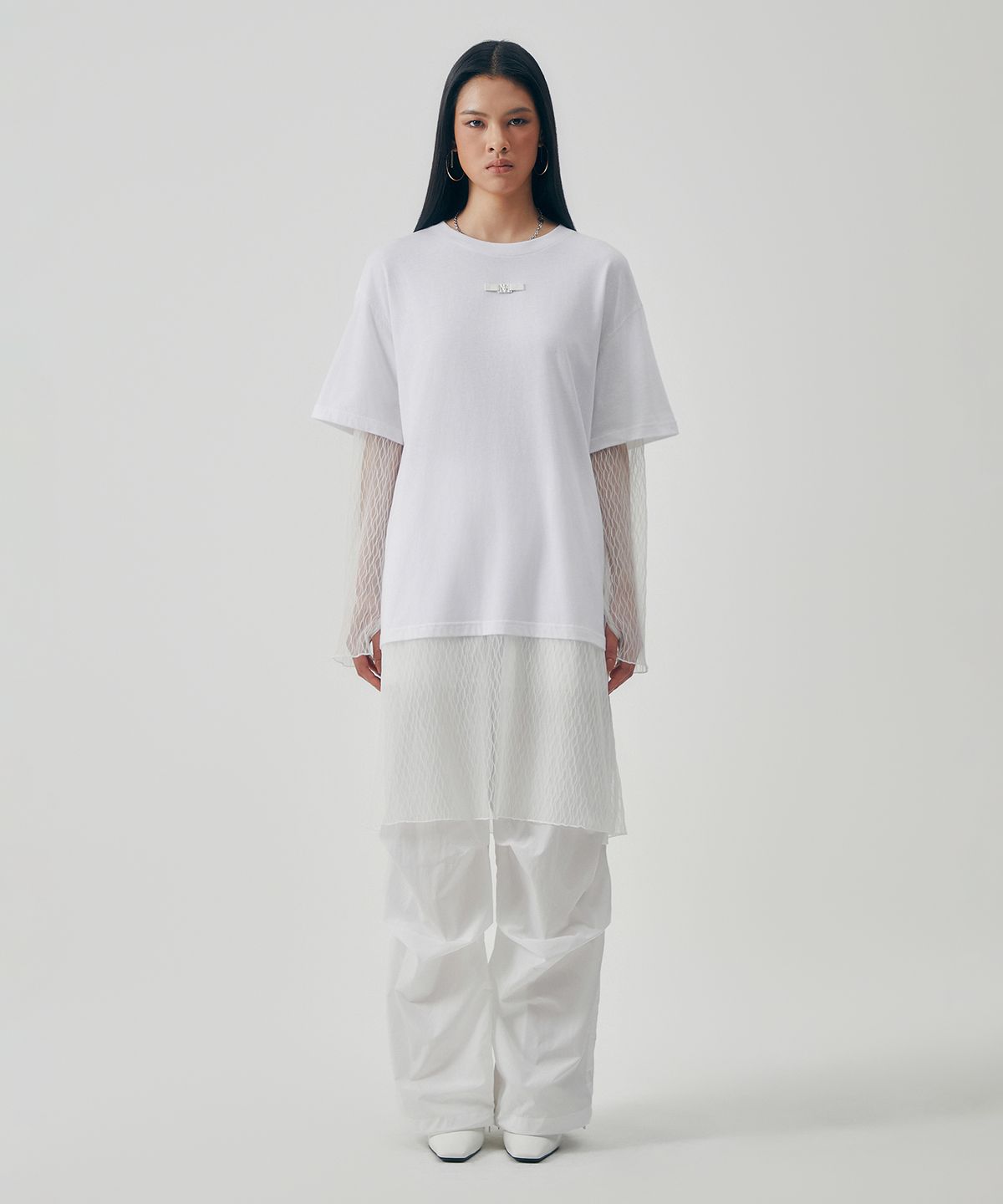 트리밍버드(TREEMINGBIRD) Layered Lace Long Sleeves [ White ]