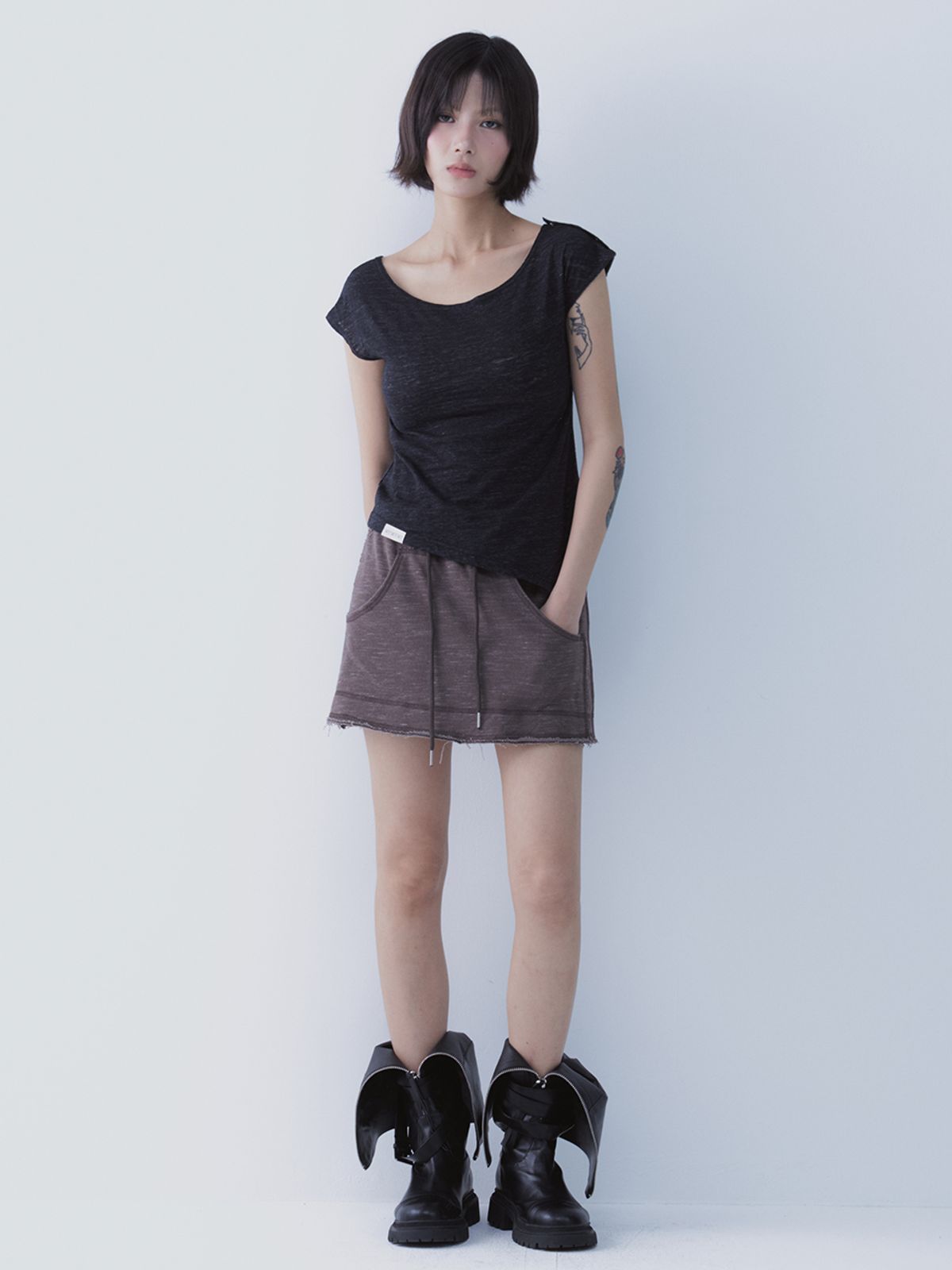 쎄쎄쎄(SETSETSET) HAZE SKIRT PANTS BROWN