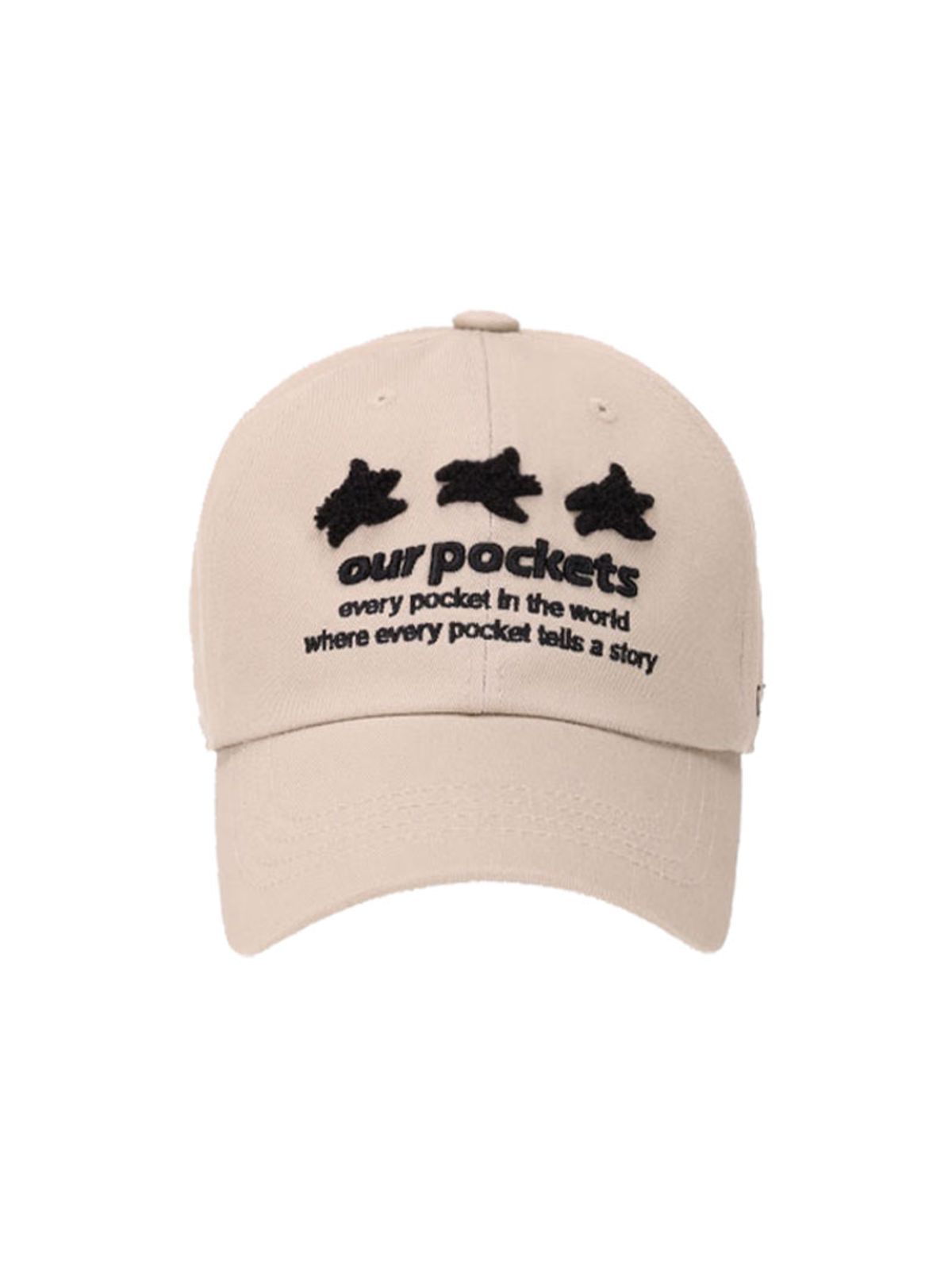 아워포켓츠(OURPOCKETS) 아워포켓츠 시그니처 슬로건 볼캡 (베이지)