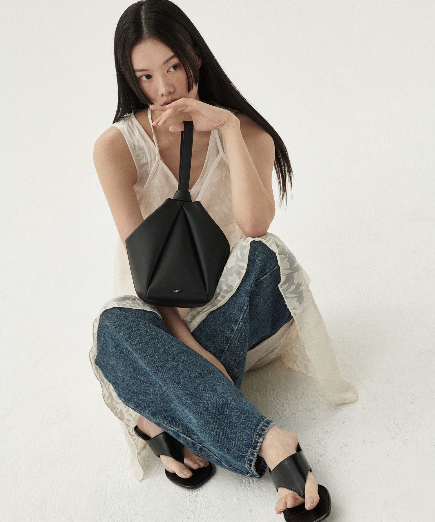 MUSINSA公式 | SARTU Rib Tote Bag (Black)