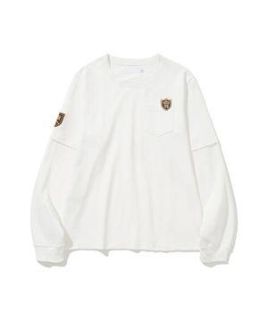 Patch Layered Long Sleeve T-Shirt White