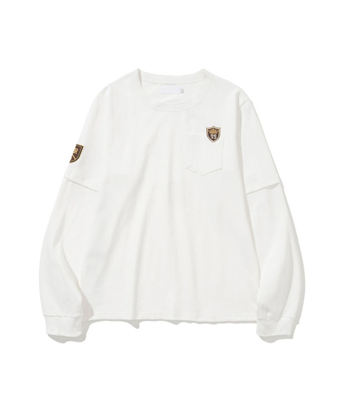 에르에르(ERER) Patch Layered Long Sleeve T-Shirt White