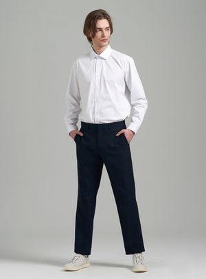 울 블렌드 쿨맥스 테이퍼드 셋업 슬랙스_인디고 블루