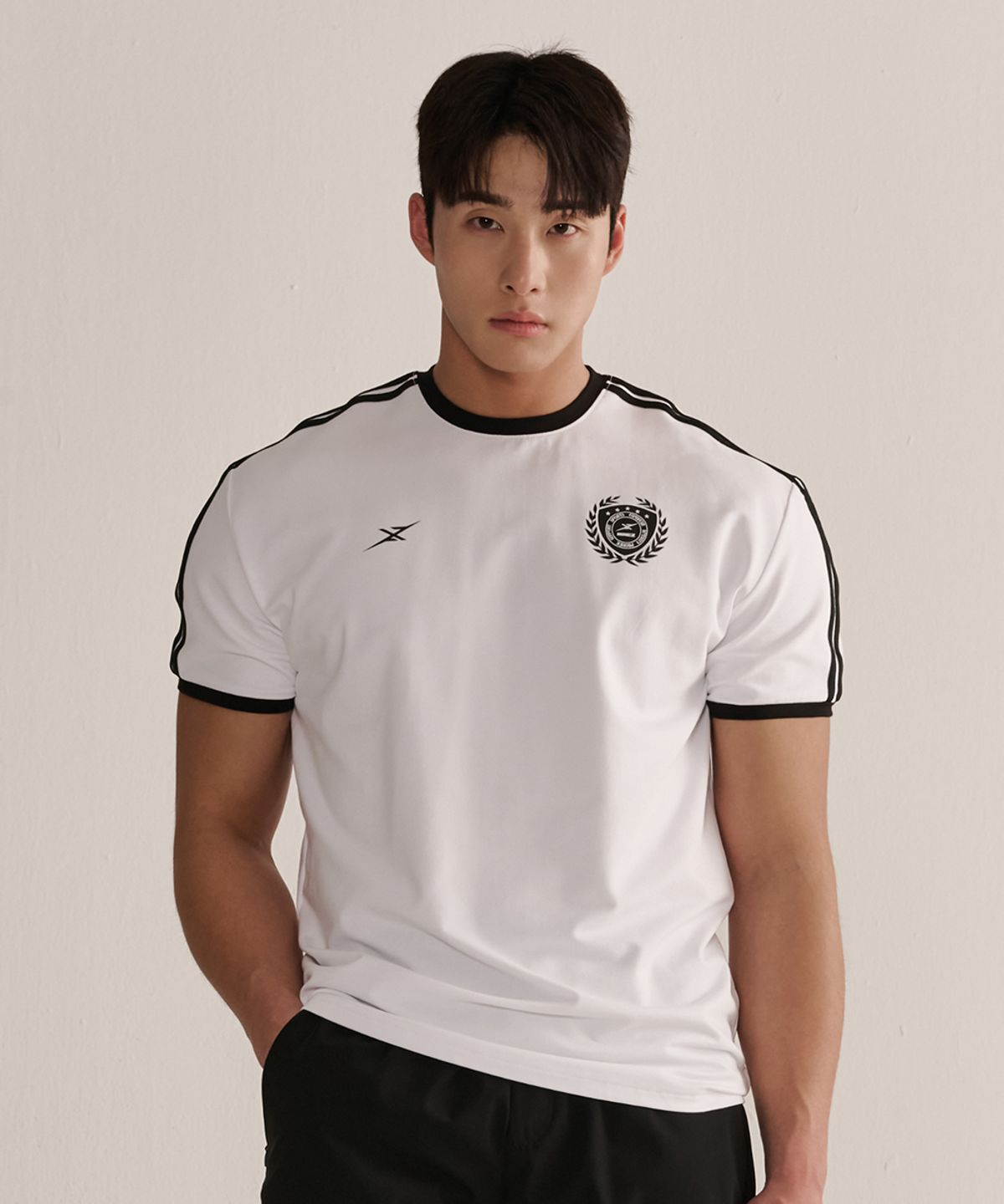 나인제트(NINEZ) 사이드 테잎 헤비메쉬 머슬핏 티셔츠 (화이트) 25TS09