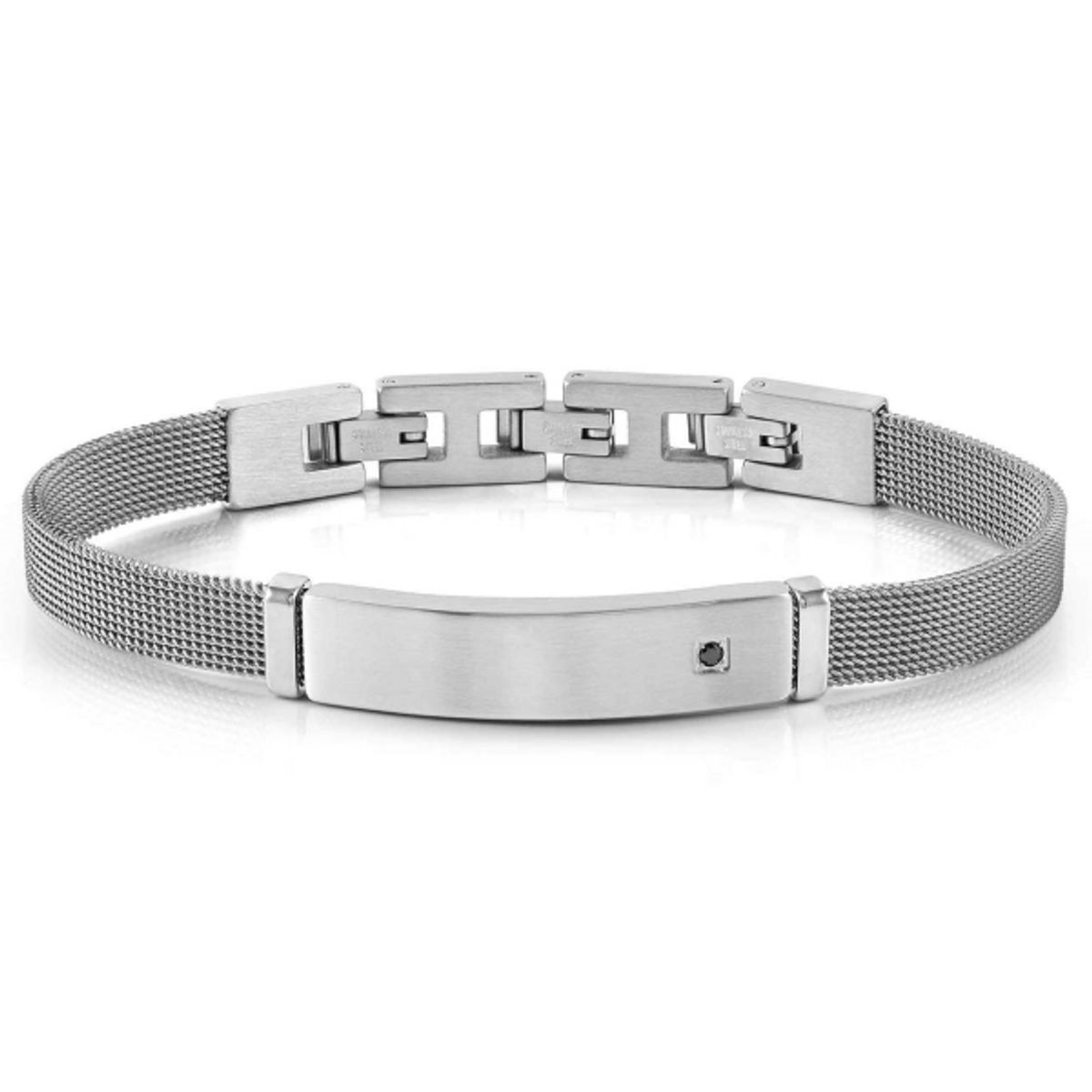 노미네이션(NOMINATION) 팔찌 씨러버 SEALOVER  새틴 피니쉬 메쉬스트랩 큐빅 (BLACK CZ) 135007/007