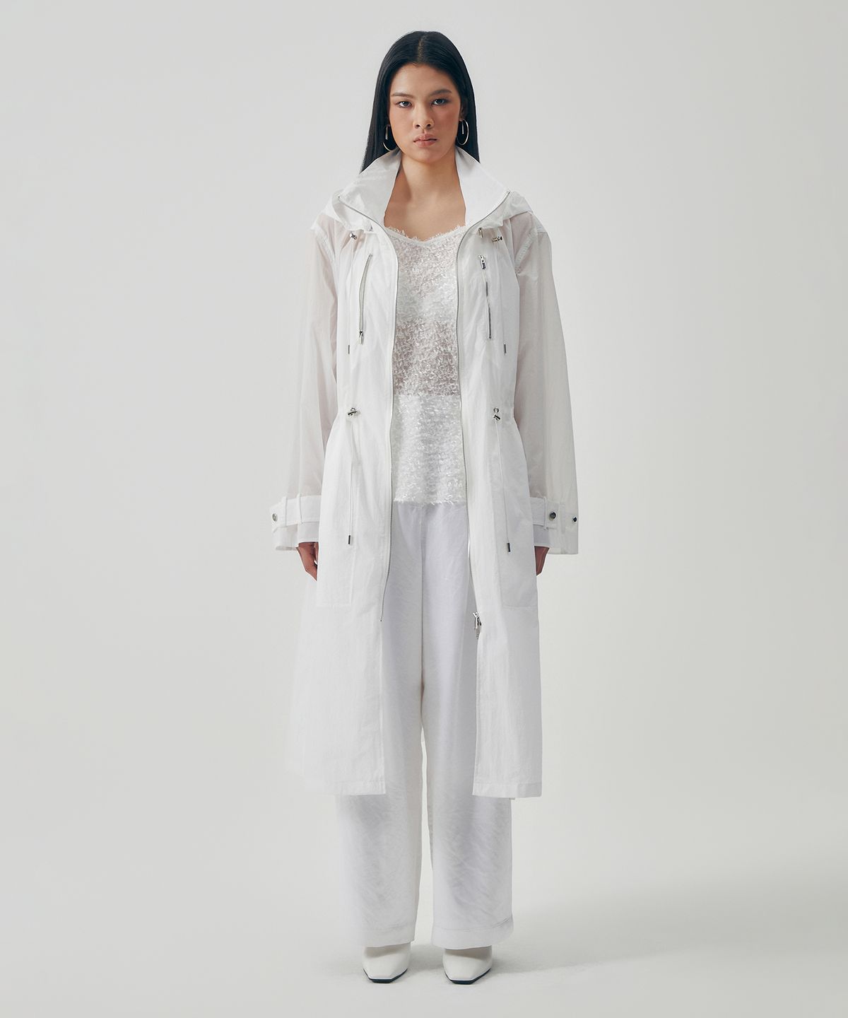 트리밍버드(TREEMINGBIRD) Drift Wind Rain Coat [ White ]