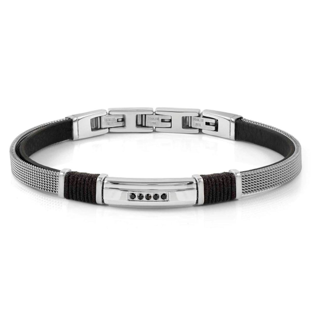 노미네이션(NOMINATION) 팔찌 씨러버 SEALOVER  새틴 피니쉬 큐빅 (BLACK CZ) 135008/007