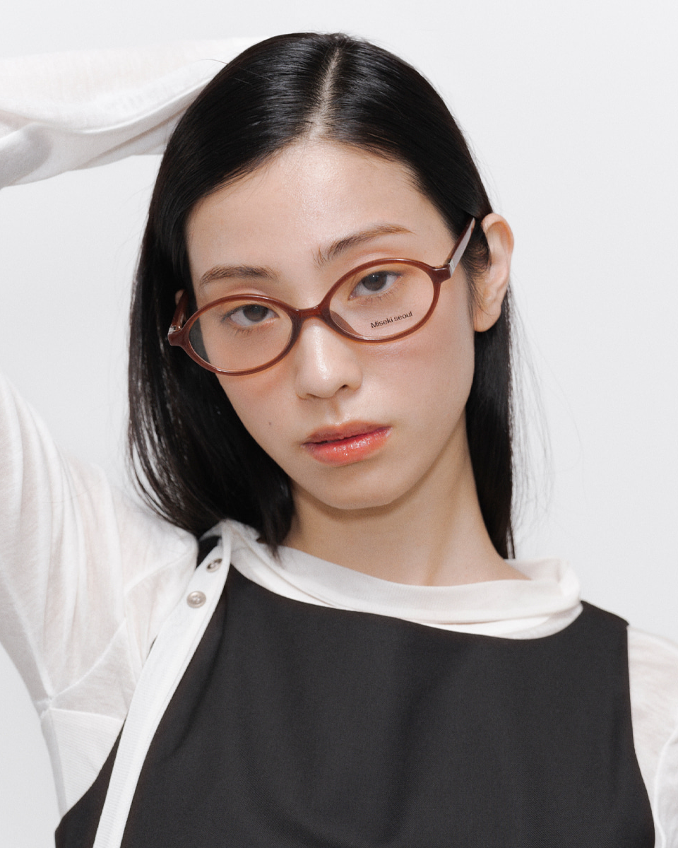 MUSINSA | MISEKI SEOUL Signature logo round glasses MAROON