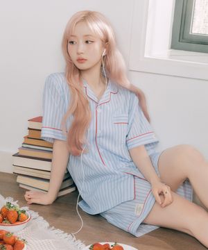 [패키지 특가] [2SET] 실크핏 클로에 반팔 커플 잠옷 세트