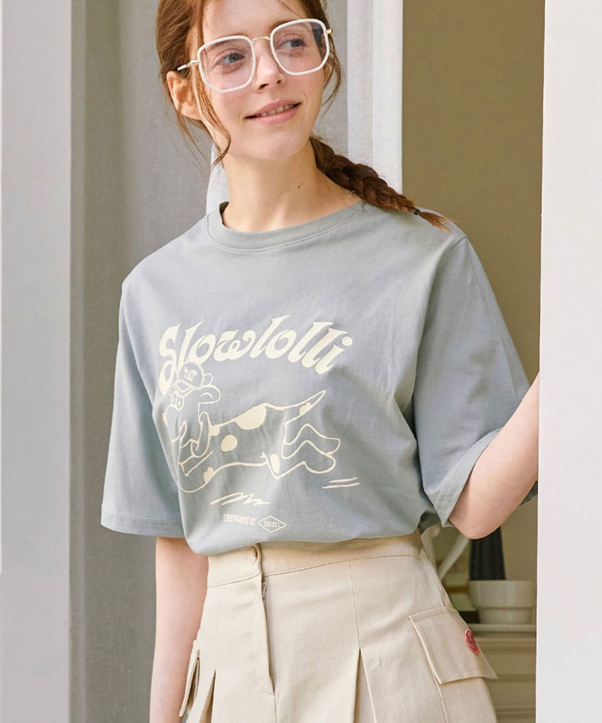 슬로우롤리(SLOWLOLLI) Rolling puppy t-shirt_3 Colors
