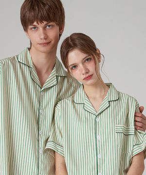 [2SET] 실크핏 클로버 반팔 커플 잠옷 세트