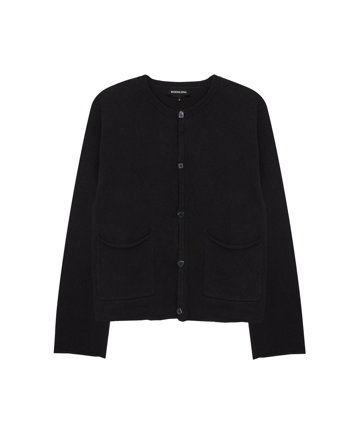 [WOOALONG]Rope-Type Crewneck Crop カーディガン★25SS★男女★ MUSINSA | WOOALONG Rope-Type Crewneck Crop Cardigan - BLACK