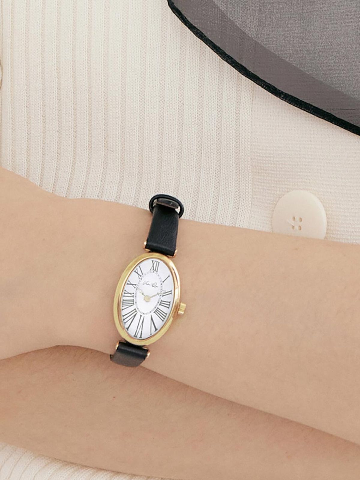 벤앤쿠(VENANDQU) Dome-Gold/White (Black leather)