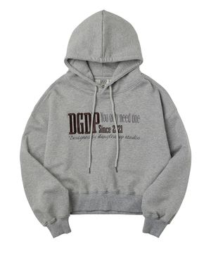 DGDP YOU NEED 자수 크롭 후드 멜란지그레이