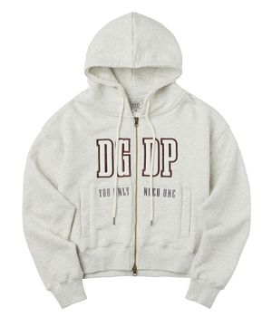 DGDP 아플리케 크롭 후드 집업 오트밀