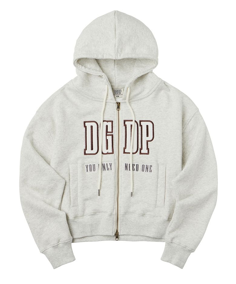 DGDP 아플리케 크롭 후드 집업 오트밀
