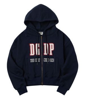 DGDP 아플리케 크롭 후드 집업 네이비