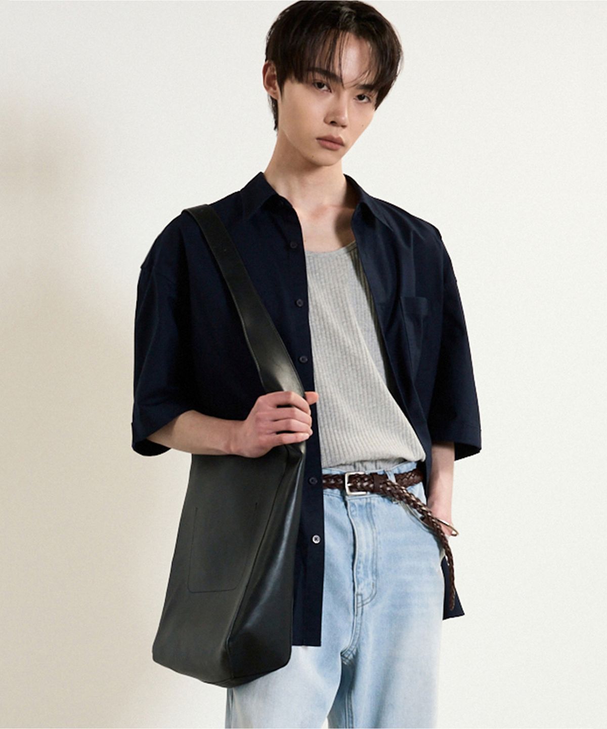 티엔지티(TNGT) Oxford Half-Sleeves Shirt (Navy) TNSH5E205N2