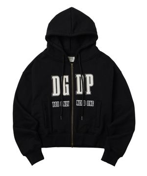 DGDP 아플리케 크롭 후드 집업 블랙