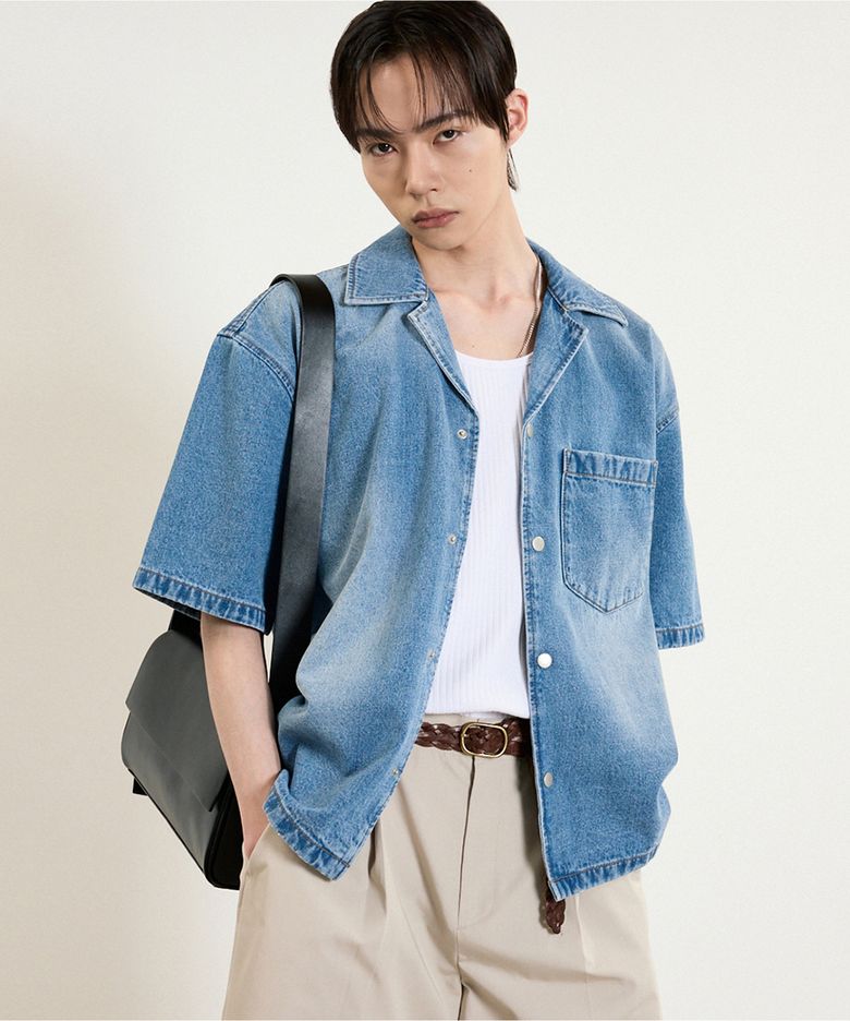 Vintage Denim Over Shirt (Washed Blue) TNSH5E204B2