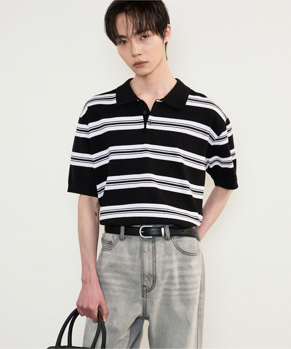 티엔지티(TNGT) Stripe Cable Knit Top (Navy) TNSW5E203N2