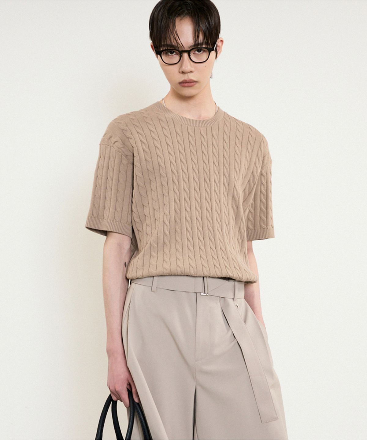 티엔지티(TNGT) Essential Cable Knit Top (Tan Beige) TNSW5E204I2