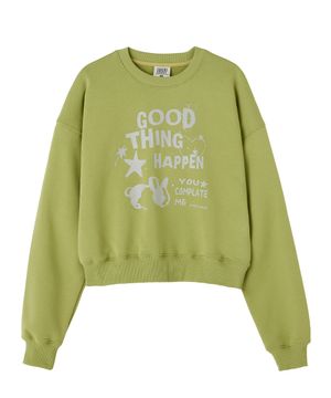 DGDP GOOD THING 크롭 맨투맨 올리브그린