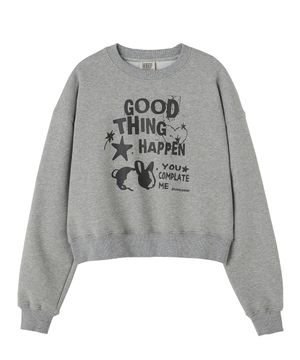 DGDP GOOD THING 크롭 맨투맨 멜란지그레이