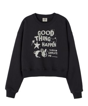 DGDP GOOD THING 크롭 맨투맨 차콜