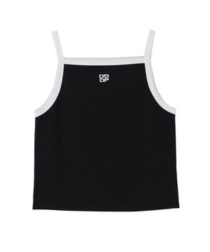 DGDP  자수 로고 슬리브리스 블랙