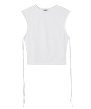 DGDP 스트링 셔링 리본 숏슬리브 크롭나시 화이트