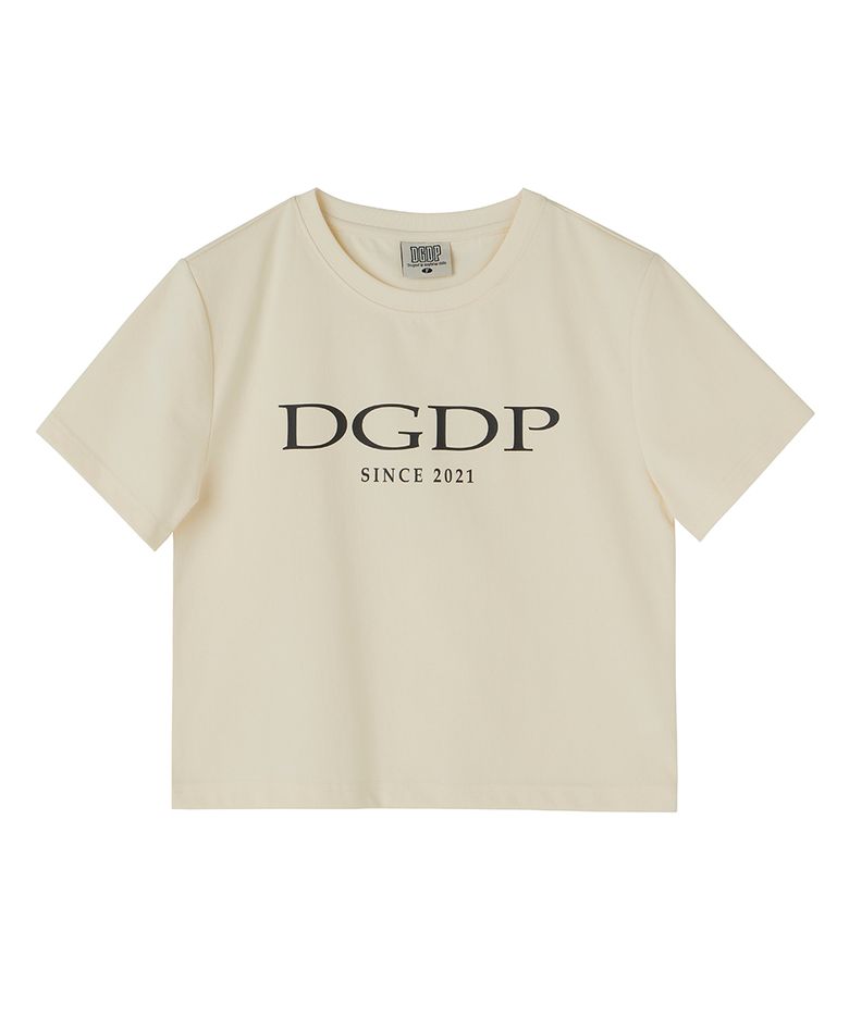 DGDP 포인트 로고 크롭 반팔티셔츠 크림