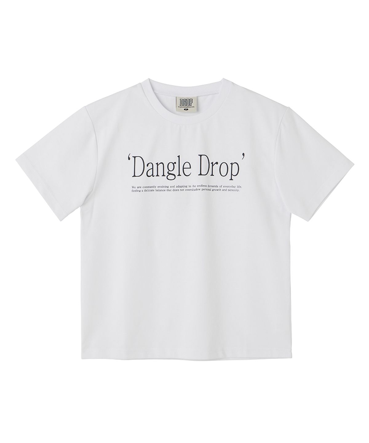 댕글드랍(DANGLEDROP) DGDP 타이포 세미크롭 반팔티셔츠 화이트