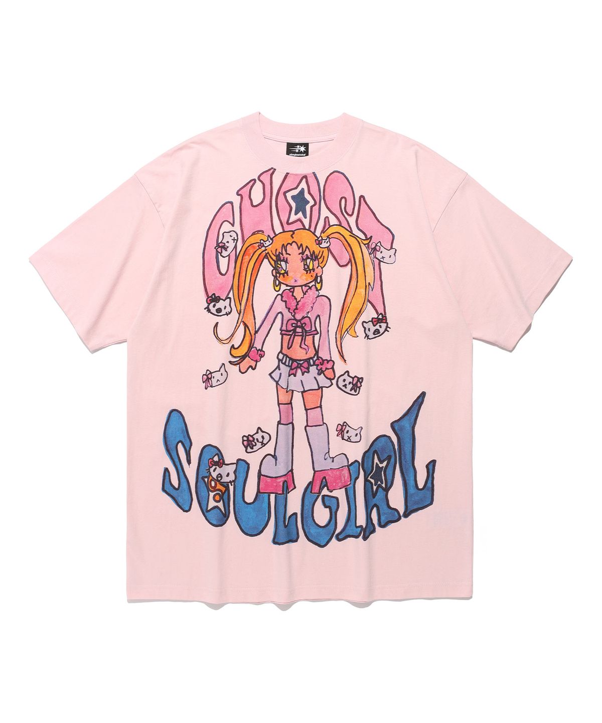 나이스고스트클럽(NICEGHOSTCLUB) [X SOULPUSSSY CAT]GHOSTSOULGIRL GYARU BIG BIG TEE_PINK(NG2FMUT510A)