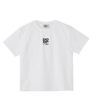 DGDP 스퀘어 세미 크롭 반팔티셔츠 화이트