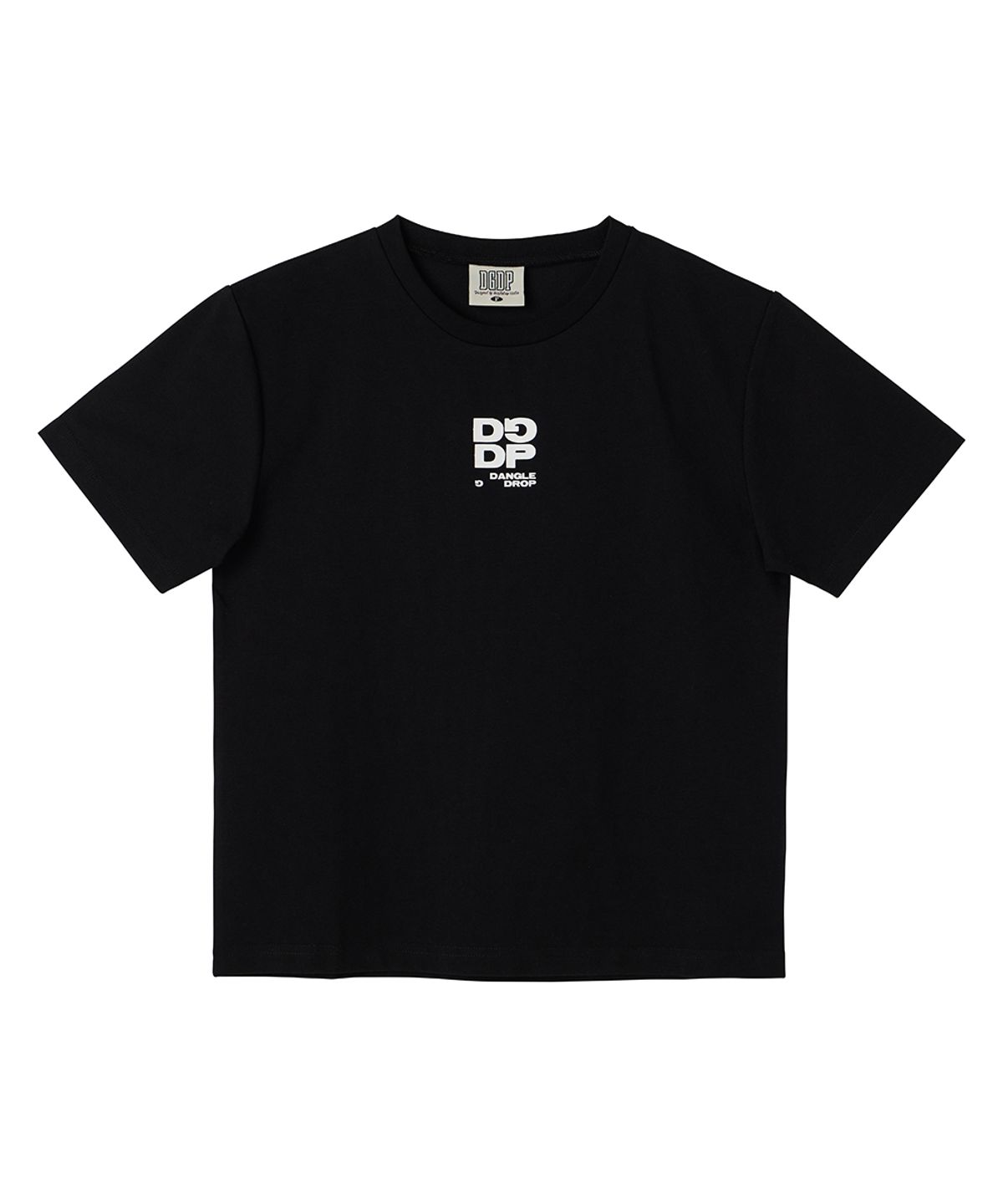 댕글드랍(DANGLEDROP) DGDP 스퀘어 세미 크롭 반팔티셔츠 블랙
