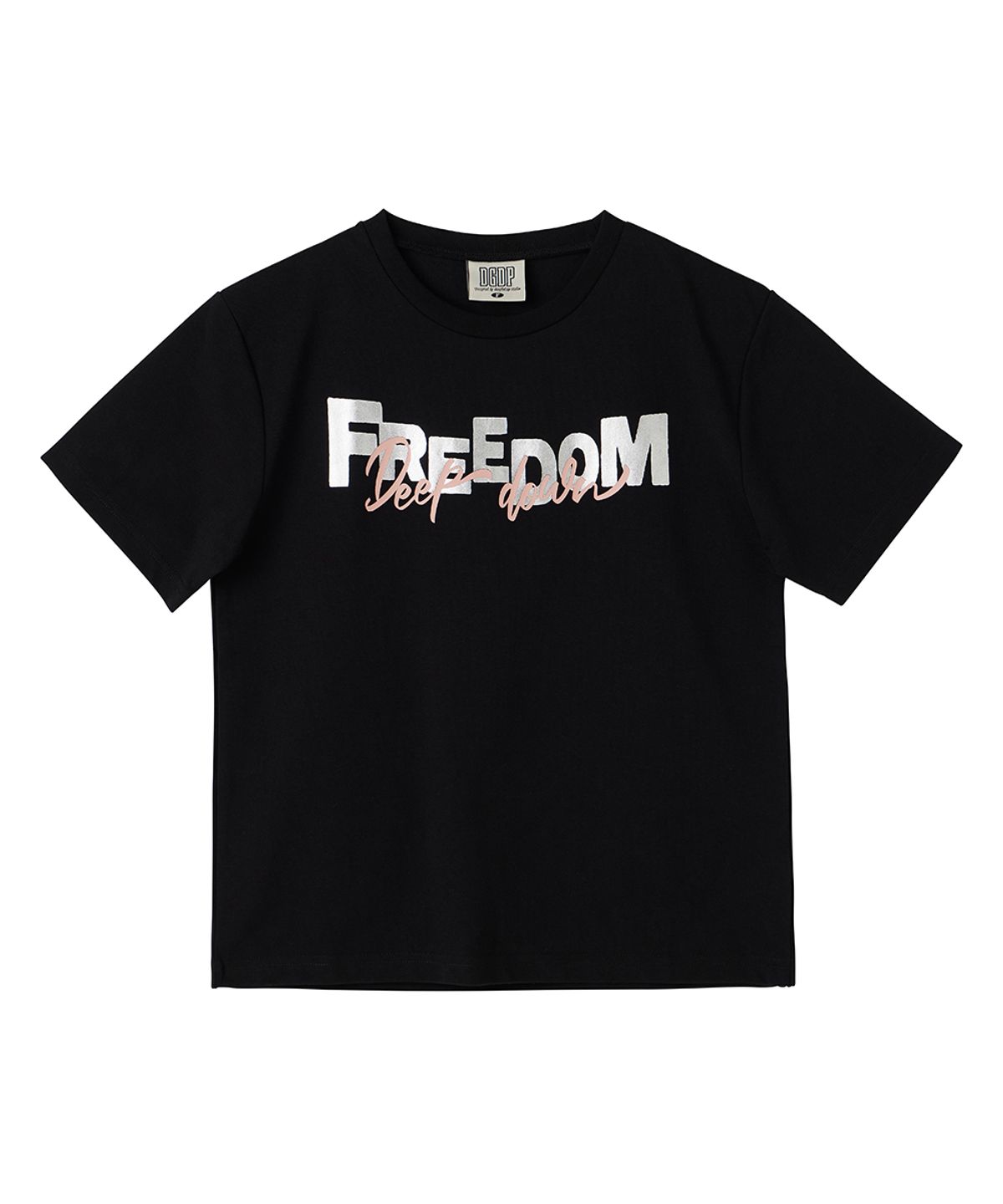 댕글드랍(DANGLEDROP) DGDP FREEDOM 세미 크롭 반팔티셔츠 블랙