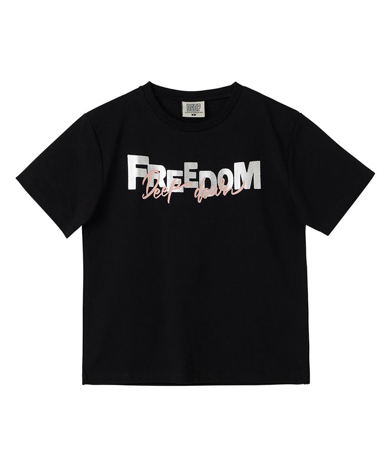 DGDP FREEDOM 세미 크롭 반팔티셔츠 블랙