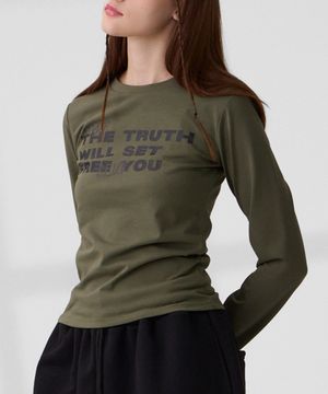 DGDP FREE YOU 세미크롭 롱슬리브 카키