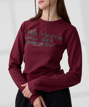 DGDP FREE YOU 세미크롭 롱슬리브 버건디