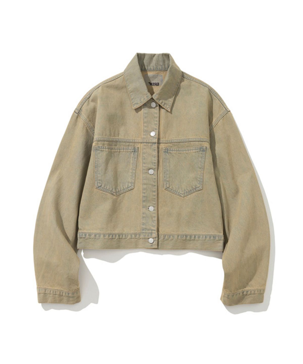 에르에르(ERER) Men Washed Denim Crop Jacket Beige