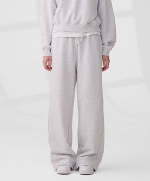 DGDP 레그라인 와이드 스웨트 팬츠 화이트멜란지