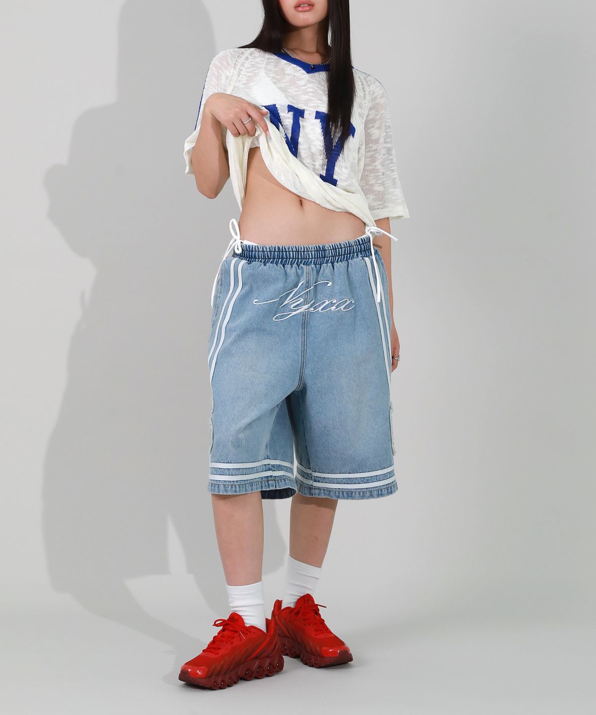 엔와이엑스엑스(NYXX) BASKETBALL DENIM HALF PANTS LIGHT BLUE