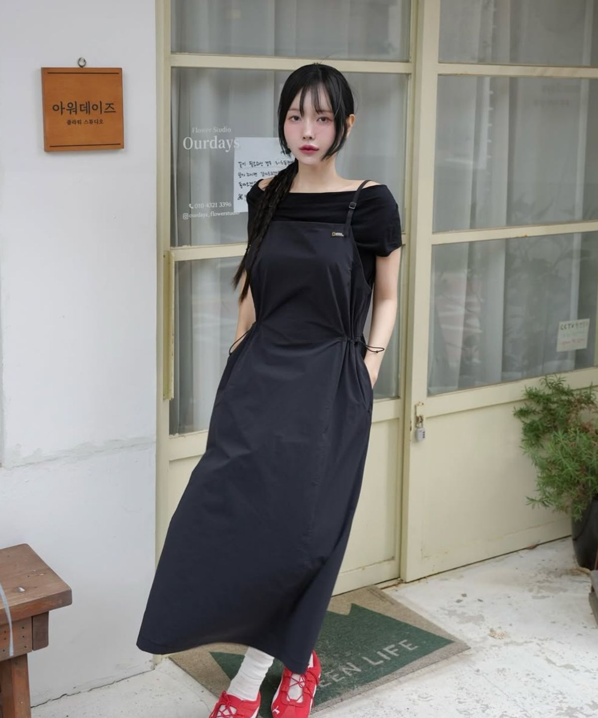 내셔널지오그래픽(NATIONALGEOGRAPHIC) N252WOP941 여성 오버롤 원피스 CARBON BLACK