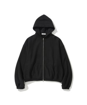 Men Oversized Sweat Hoodie Zip-Up Black