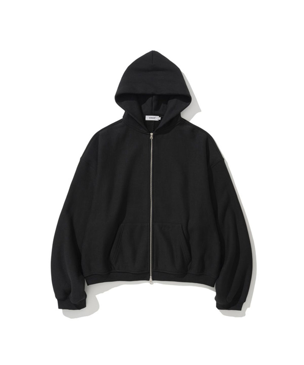 에르에르(ERER) Men Oversized Sweat Hoodie Zip-Up Black