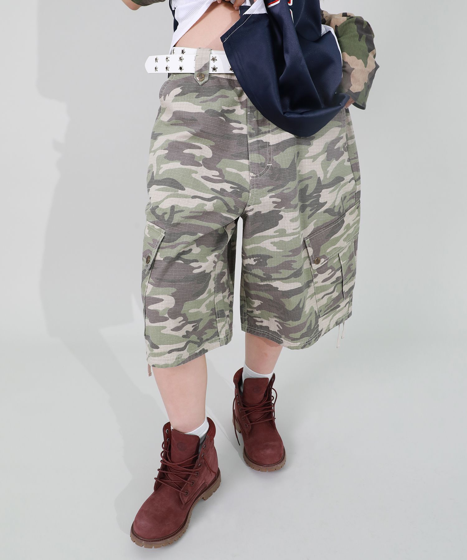 MUSINSA | NYXX PATTERN CARGO HALF PANTS CAMO