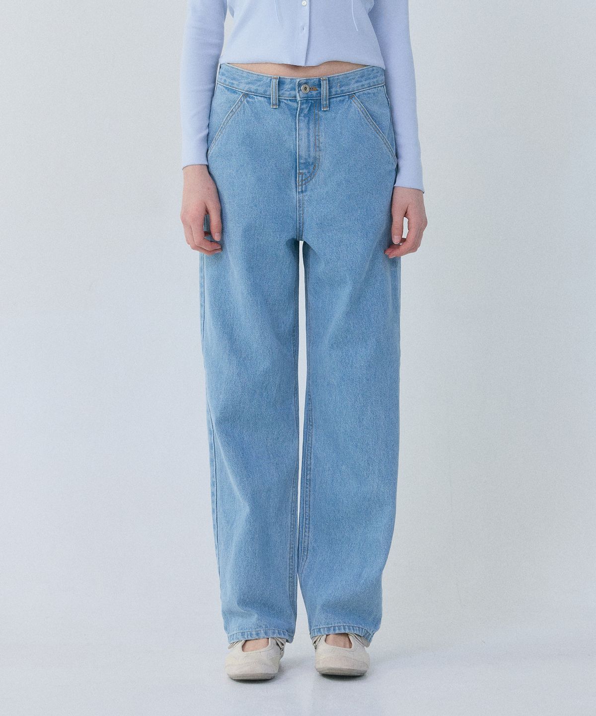 러브어스유(LOVEUSU) Slash Pocket Denim Pants (Light Blue)