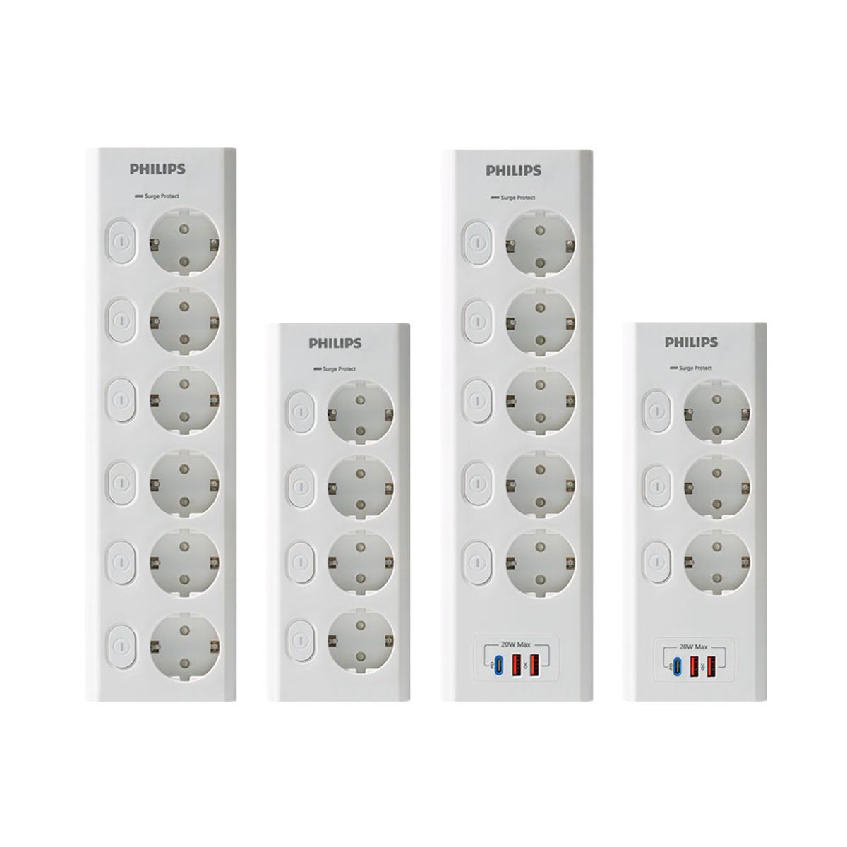 필립스(PHILIPS) [2pack]서지보호멀티탭 고용량 USB 과부하차단 맥스 3구 4구 5구 6구