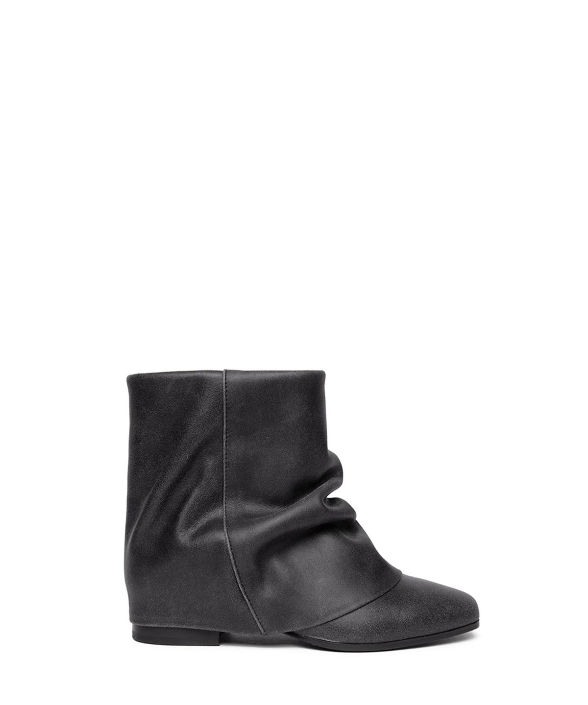 쓰리투에이티(THREE TO EIGHTY) CRACKLE WRINKLE LEATHER SHORT BOOTS BLACK